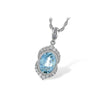 Vintage-Inspired 14K White Gold Blue Topaz & Diamond Pendant