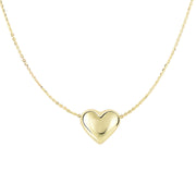 14K Yellow Gold Puffed Heart Necklace