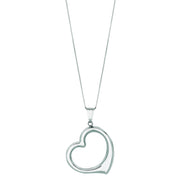 14K White Gold Polished Heart Necklace