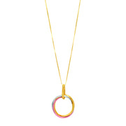 14K Tri-Color Gold Interlocking Rings Necklace