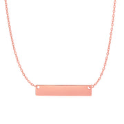 14K Rose Gold Small Polished Bar Necklace