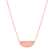 14K Rose Gold Half Moon Diamond Necklace