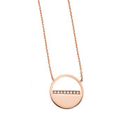 14K Rose Gold Diamond SOHO Half Disc Necklace