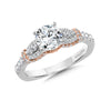 14K White & Rose Gold Diamond Halo Engagement Ring