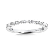 14K White Gold Marquee Shape & Baguette Diamond Wedding Band