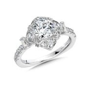 14K White Gold Cushion-Shaped Halo Engagement Ring