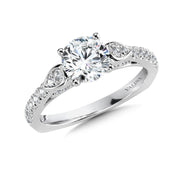 14K White Gold Winged Diamond Engagement Ring