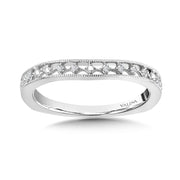 14K White Gold Vintage Milgrain Diamond Wedding Band