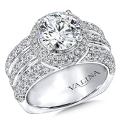 14K White Gold Statement Halo Engagement Ring