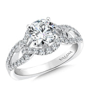 14K White Gold Diamond Link Halo Engagement Ring