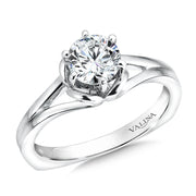 14K White Gold Scroll Split-Shank Solitaire Engagement Ring