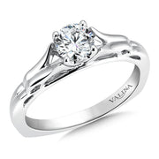 14K White Gold Sculptural Diamond Accent Engagement Ring