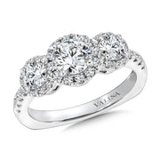 Three-Stone Halo Engagement Ring