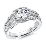 14K White Gold Cushion-Shaped Halo Split Shank Diamond Engagement Ring