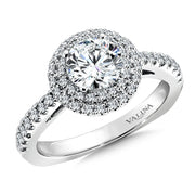 14K White Gold Double Halo Diamond Engagement Ring