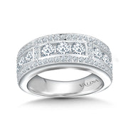 14K White Gold Wide Diamond Anniversary Band