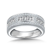 14K White Gold Wide Princess Diamond Anniversary Band