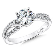 14K White Gold Crossover Bypass Diamond Engagement Ring