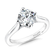 14K White Gold Solitaire Diamond Accent Engagement Ring