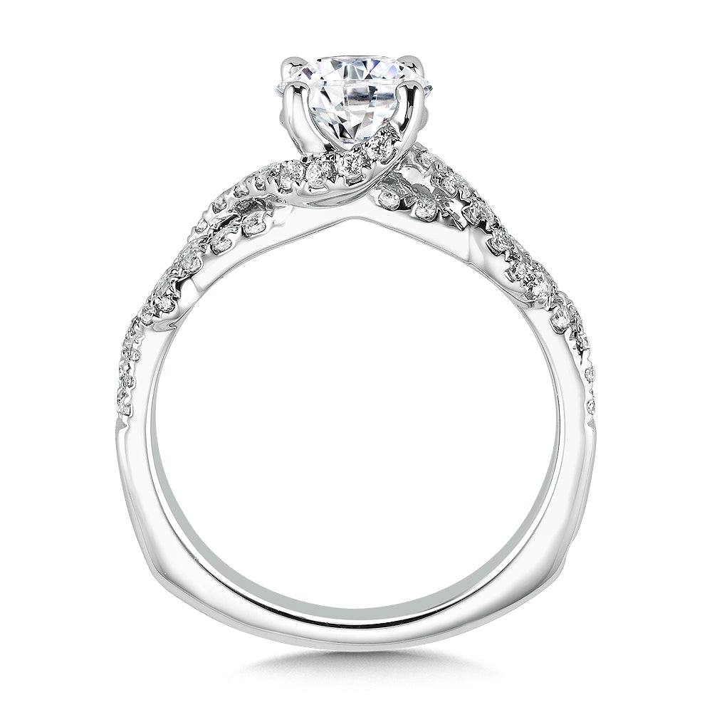 14K White Gold Braided Diamond Engagement Ring
