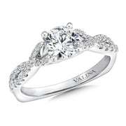 14K White Gold Crossover Diamond Engagement Ring