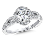 14K White Gold Princess Square Halo Engagement Ring