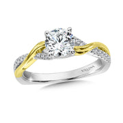 14K Two-Tone Gold Two-Tone Criss Cross Diamond Engagement Ring