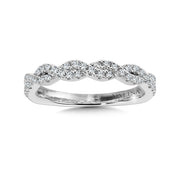 14K White Gold Diamond Criss Cross Wedding Band