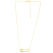 14K Yellow Gold Safety Pin Necklace