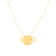 14K Yellow Gold Saturn Necklace