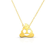 14K Yellow Gold Poop Roymoji Necklace