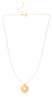 14K Yellow Gold North Star Disc Necklace