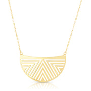 14K Yellow Gold Geometric Half Moon Necklace