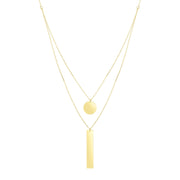 14K Yellow Gold Circle & Bar Multi-Strand Necklace