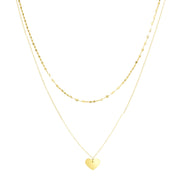 14K Yellow Gold Heart & Mirror Chain Multi-Strand