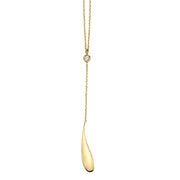 14K Yellow Gold Tear Drop Diamond Necklace