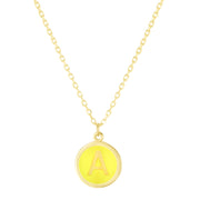 14K Yellow Gold Enamel A Initial Necklace