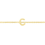 14K Yellow Gold Mini Initial C Necklace