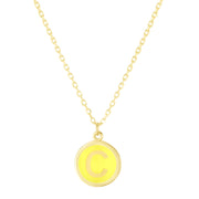 14K Yellow Gold Enamel C Initial Necklace