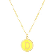 14K Yellow Gold Enamel D Initial Necklace