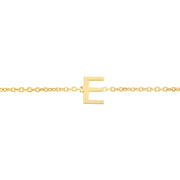 14K Yellow Gold Mini Initial E Necklace