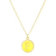 14K Yellow Gold Enamel F Initial Necklace