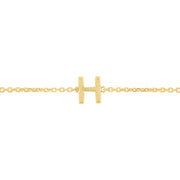 14K Yellow Gold Mini Initial H Necklace