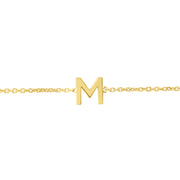 14K Yellow Gold Mini Initial M Necklace