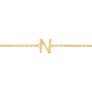 14K Yellow Gold Mini Initial N Necklace