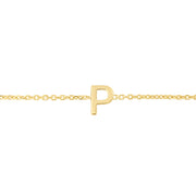 14K Yellow Gold Mini Initial P Necklace