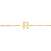 14K Yellow Gold Mini Initial R Necklace