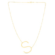 14K Yellow Gold Large Initial S Necklace