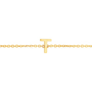 14K Yellow Gold Mini Initial T Necklace