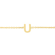 14K Yellow Gold Mini Initial U Necklace